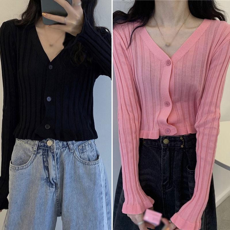 Áo Cardigan Dệt Kim Cổ Tim Xinh Xắn Cho Nữ | BigBuy360 - bigbuy360.vn