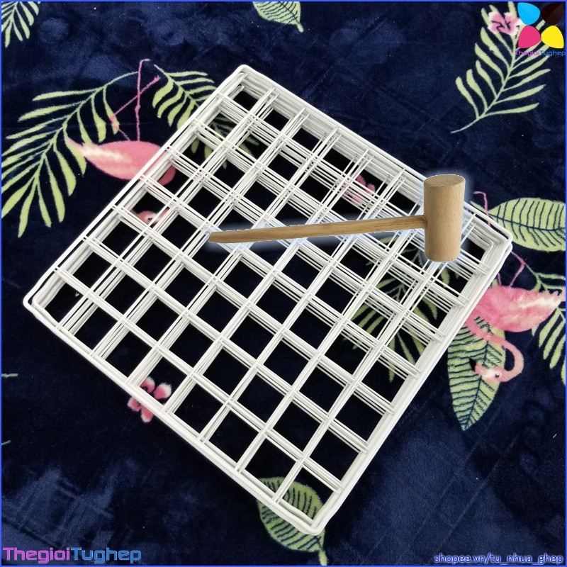 Bán Theo Bộ Kệ 12 Ô Màu Trắng 43 Tấm Lưới Trắng 35*35 Tặng Kèm 43 Chốt Và Búa, Tấm Lưới Ghép Giá Kệ Tủ Đa Năng