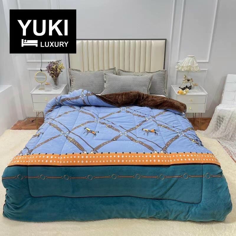 Chăn Nỉ Lông Cừu YUKI Siêu Ấm  Mền YUKI Dày Mịn, Kèm Túi Xách, Kích Thước 2mx2m3, Nặng 4kg - Hàng Xuất Nhật