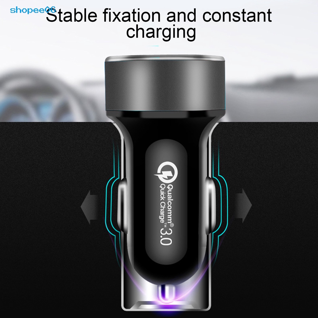 Tẩu sạc xe hơi hai cổng USB 5VQC3.0+2.4A màn hình kỹ thuật số bền bỉ thông dụng