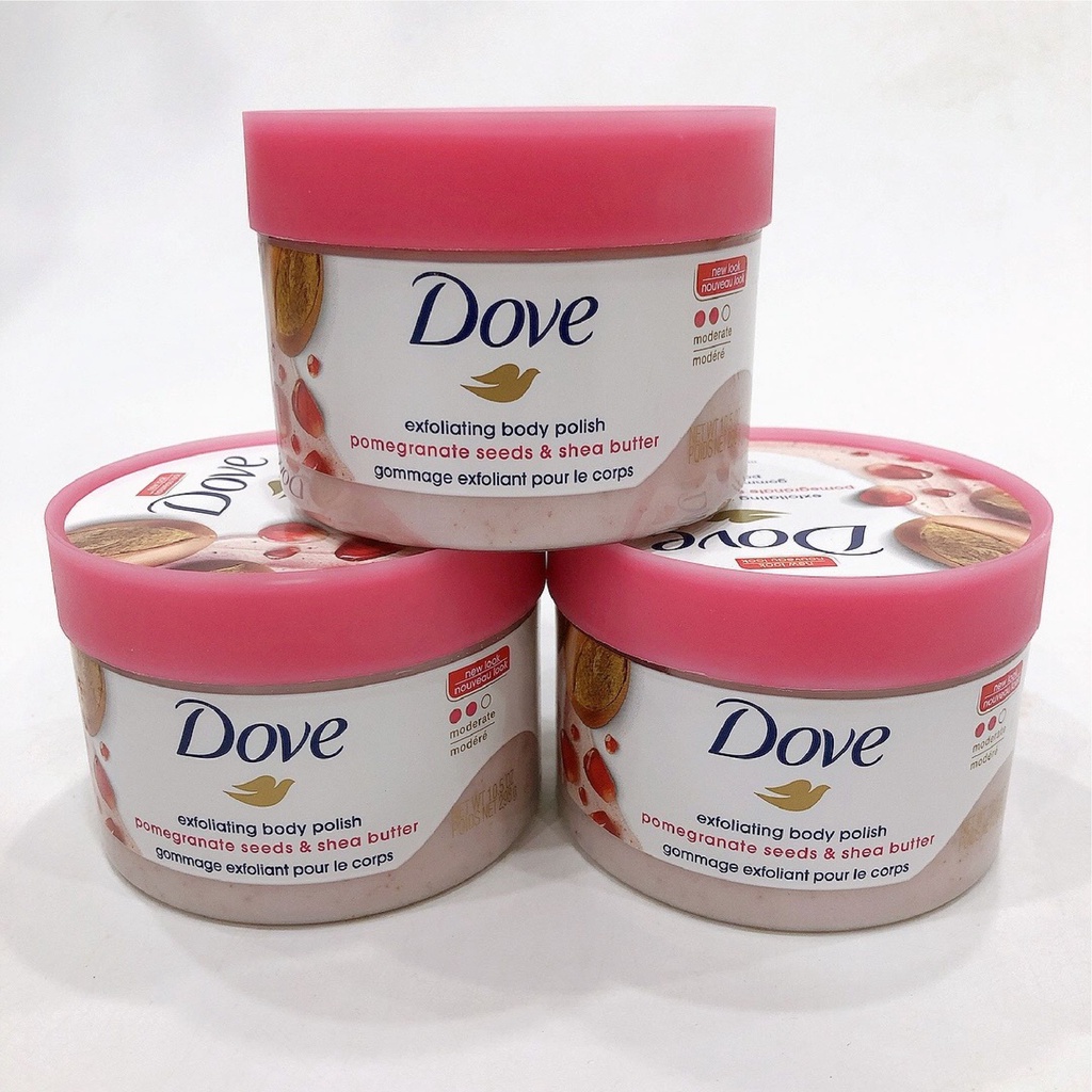 Tẩy da chết Dove Exfoliating Body Polish Pomegranate Seeds &amp; Shea Butter Hũ 298g