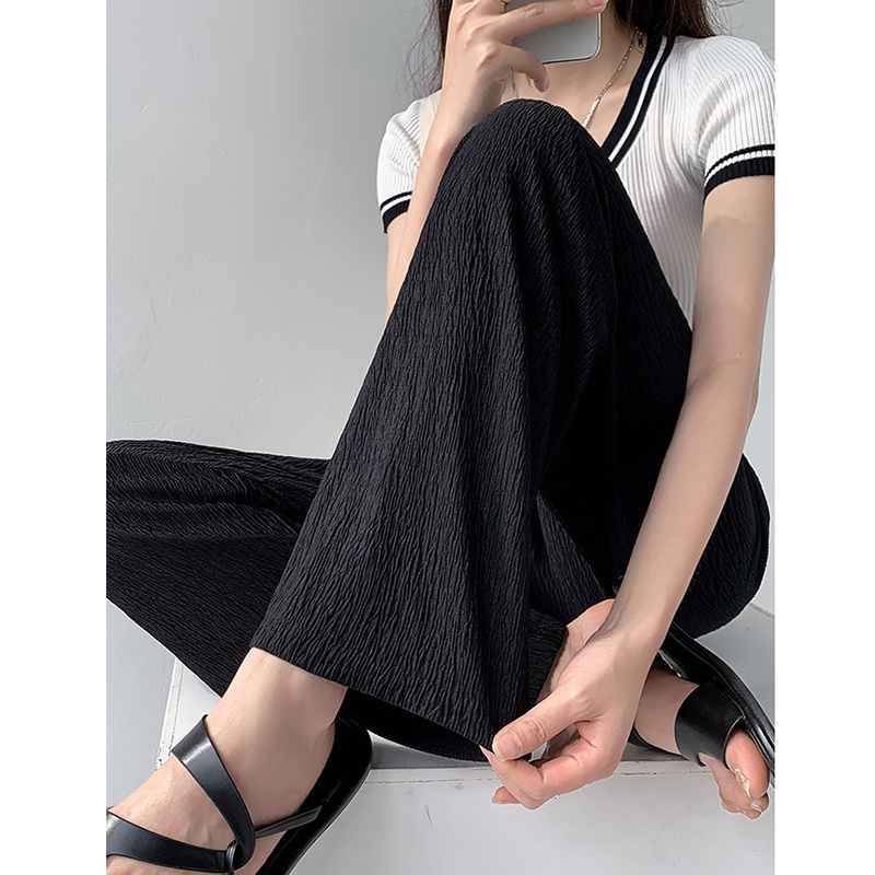 Quần thể thao IELGY dáng dài cạp cao ống rộng màu trơn thời trang cho nữ