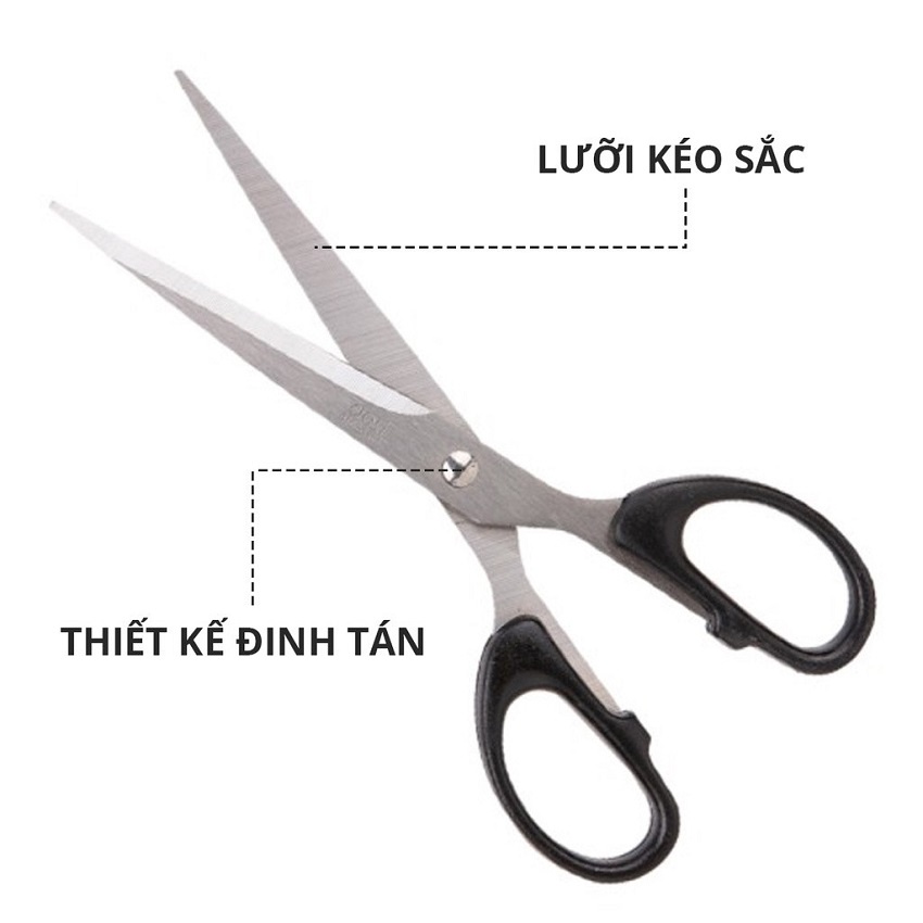 Kéo văn phòng / Kéo cắt giấy 180mm Deli 6009, Thép SK5 Nhật Bản siêu bén