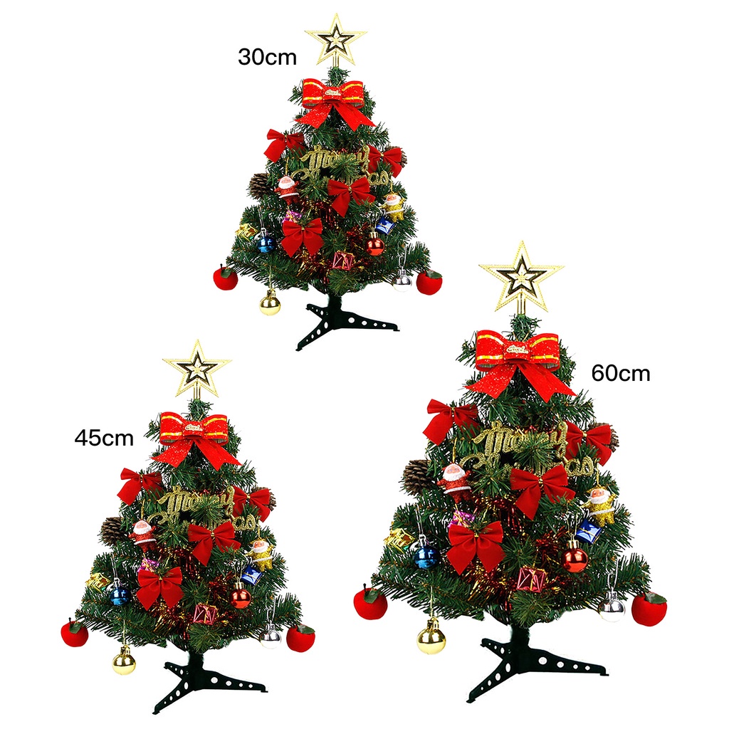 Bộ cây thông noel cỡ nhỏ để bàn có đèn LED 60cm dùng trang trí giáng sinh