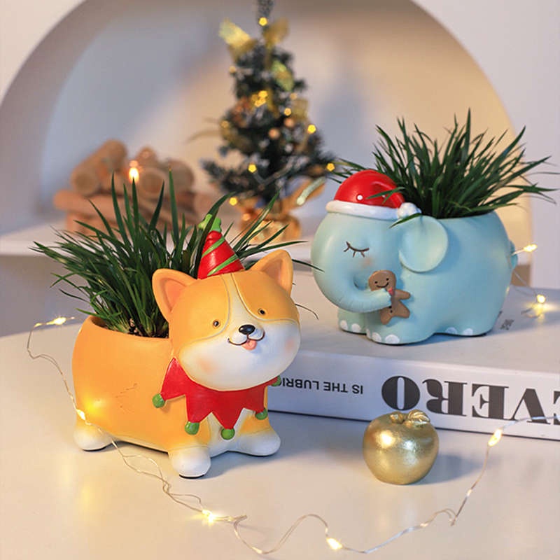 Chậu Hoa Để Bàn Bằng Resin Họa Tiết Động Vật Hoạt Hình Dễ Thương Trang Trí Nhà Cửa / Sân Vườn