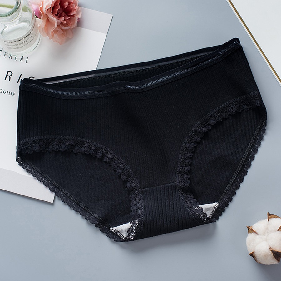 Combo 5 quần lót nữ gân tăm, 5 màu, chất liệu cotton thấm hút mồ hô