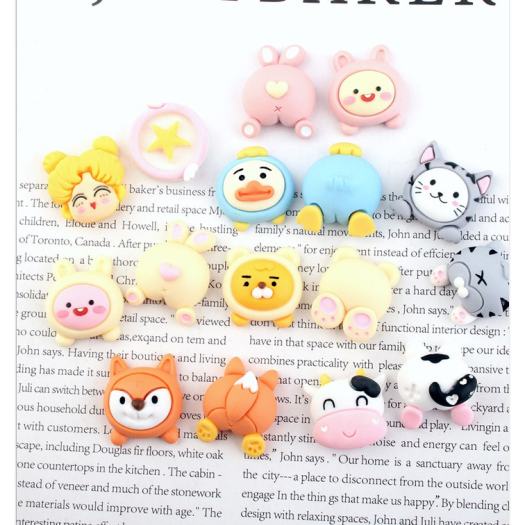 Miếng dán Sticker 3D cute siêu mini bằng nhựa dẻo đàn hồi (1 bộ = 4 icon)