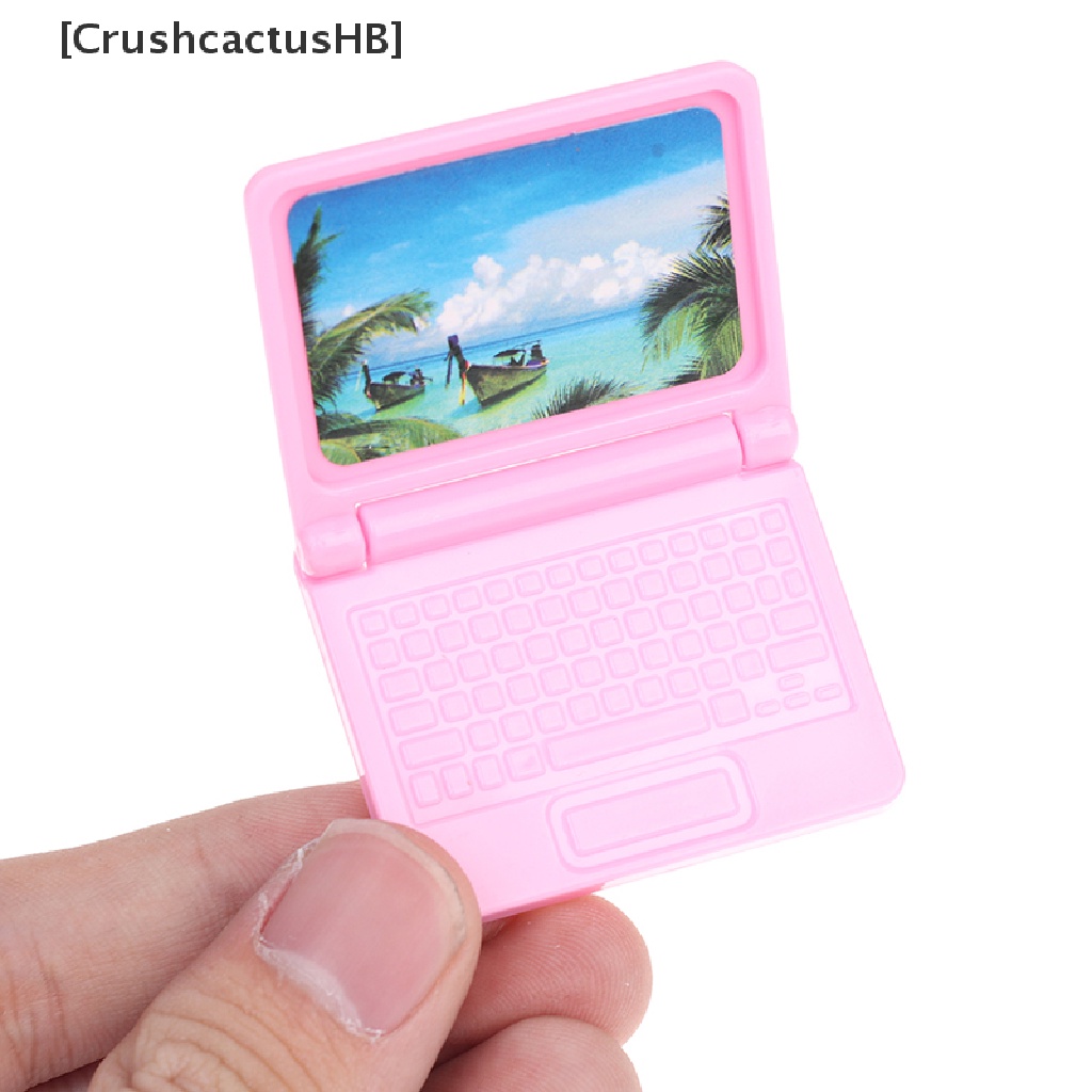 [CrushcactusHB] 2Pcs/Set Simulation Mini Laptop Computer 1:12 Dollhouse Miniature Fashion Crafts Hot Sell