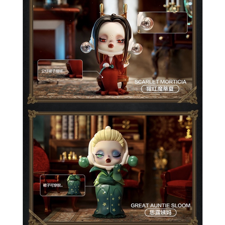 Mô Hình Búp Bê Popmart Dễ Thương Sưu Tầm Skullpanda x Addams Family Series Có Sẵn