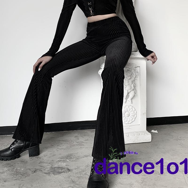 Quần dài ống loe lưng cao phong cách retro gợi cảm sành điệu