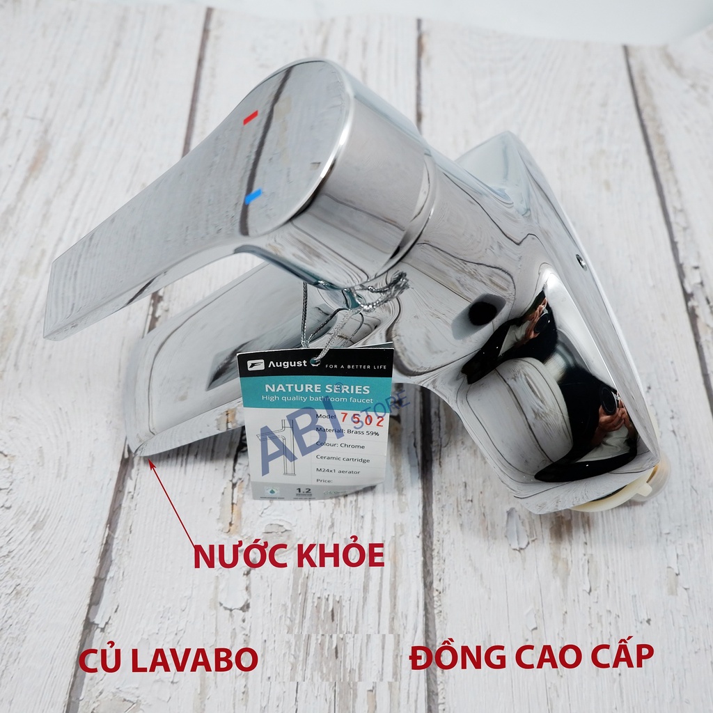 CỦ VÒI RỬA MẶT LAVABO MCK JAPAN ỐC VÀNG KÈM ĐÔI DÂY CẤP NÓNG LẠNH, CỦ LAVABO ĐỒNG CAO CẤP VN