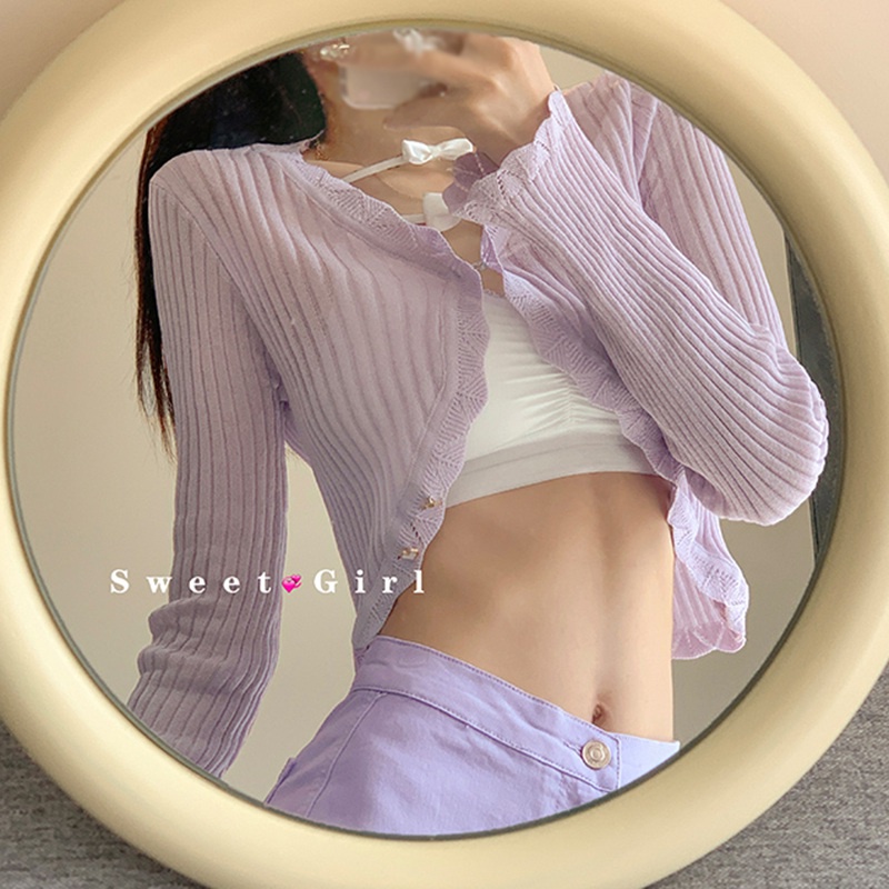 Áo Cardigan Dệt Kim Màu Sắc Đơn Giản Cho Nữ