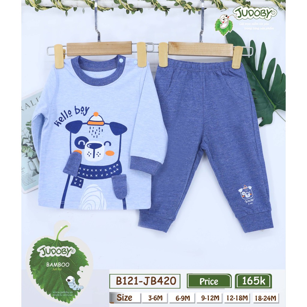 Judoby - Bộ cài vai dài tay Bamboo BT+BG (6-24M) JB420