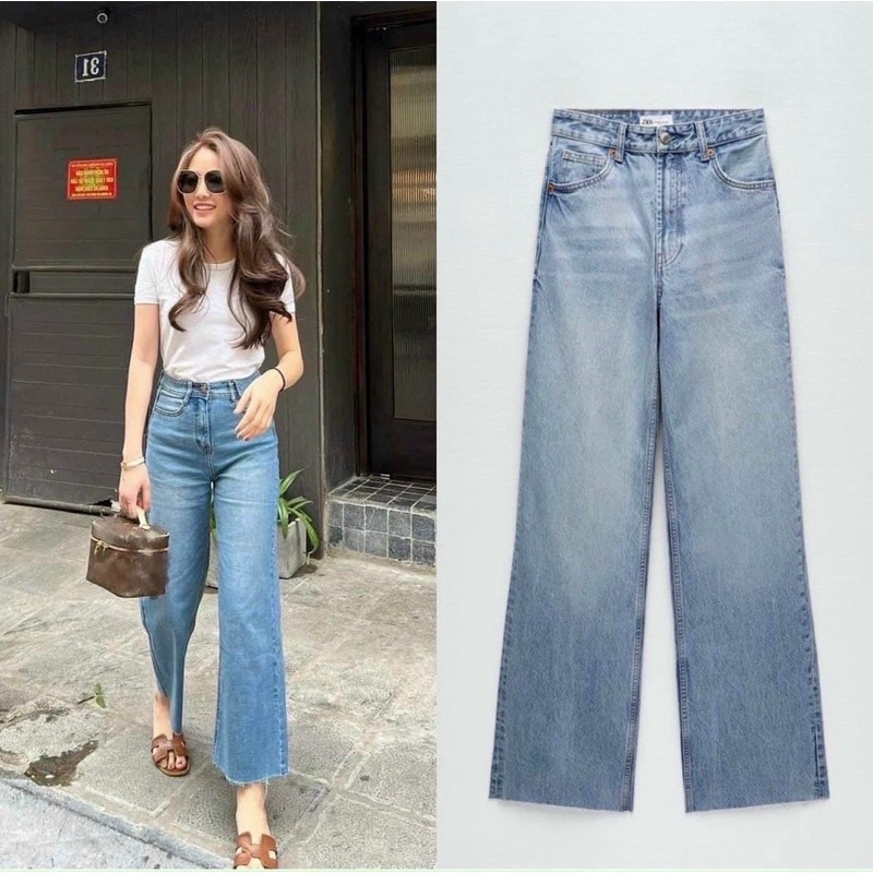 QUẦN BÒ JEANS ỐNG RỘNG TUA GẤU SIÊU HOT #3124