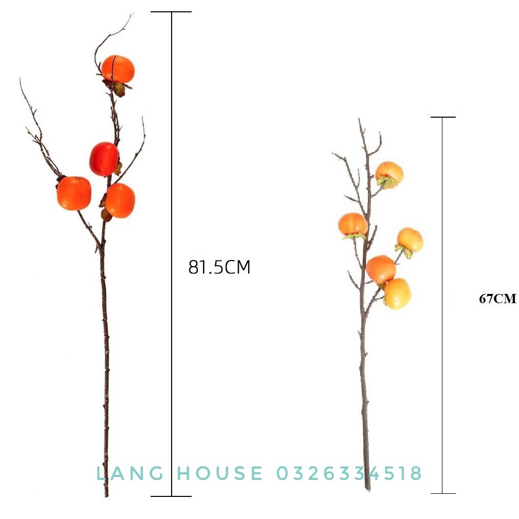 Hoa giả Lụa - CÀNH QUẢ HỒNG GIẢ DECOR TRANG TRÍ