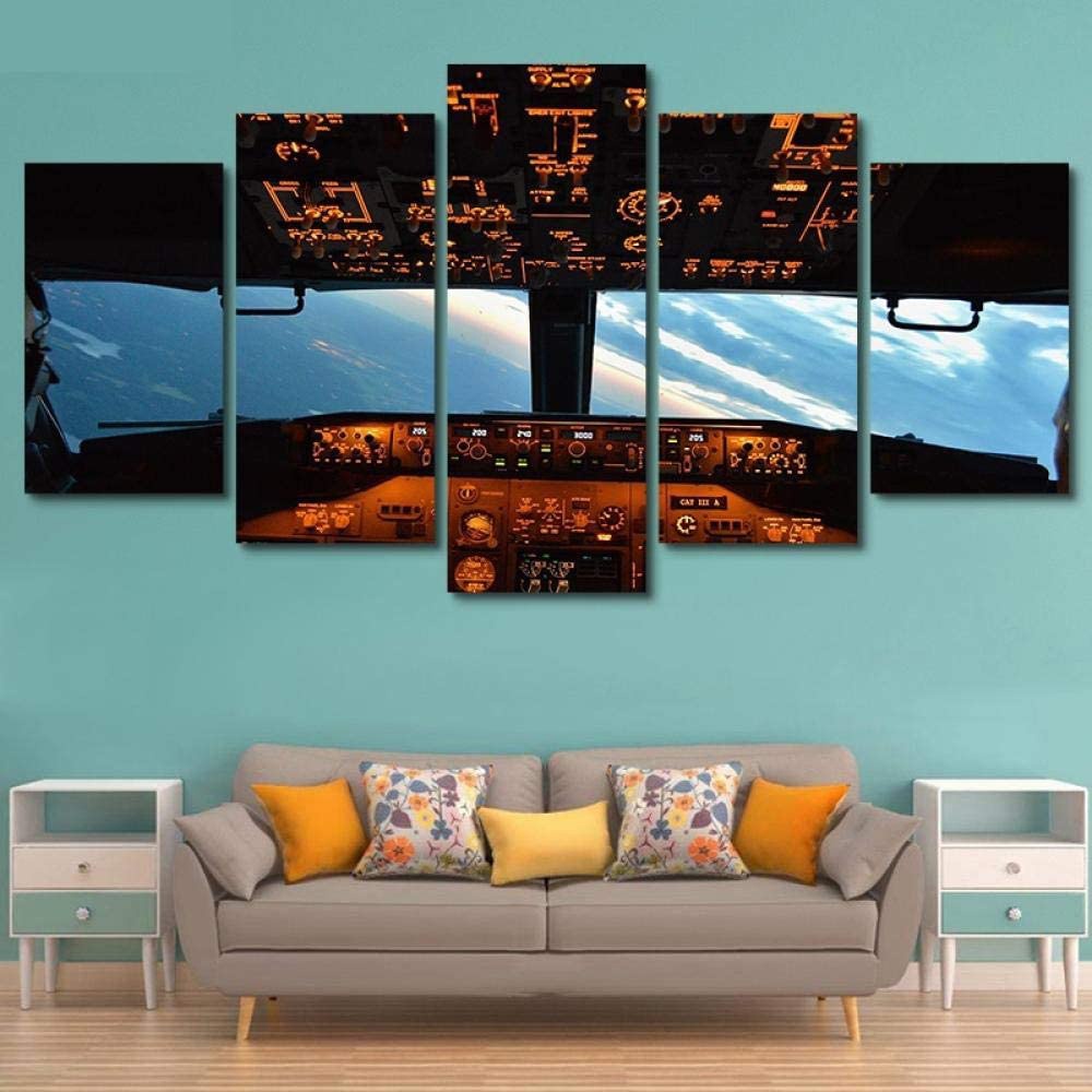 Set 5 Tranh Vải Canvas Treo Tường Trang Trí Hình Máy Bay Độc Đáo Hiện Đại