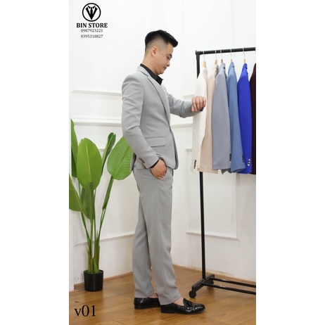 [sale] Bộ vest nam, áo vest nam, bộ comle Hàn Quốc màu xám sáng, vest công sở, vest chú rể cực sang,chất đẹp,ko nhăn