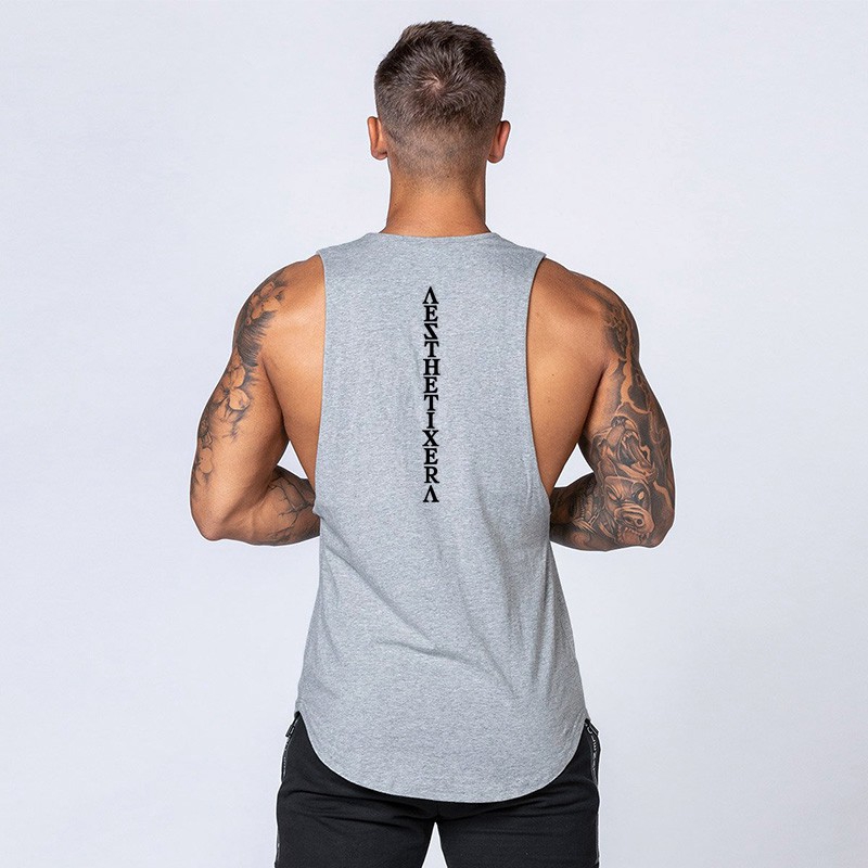 Mens sando tops Cotton Fashion Causal Back Printed Gym Graphic Singlets Korean fashion