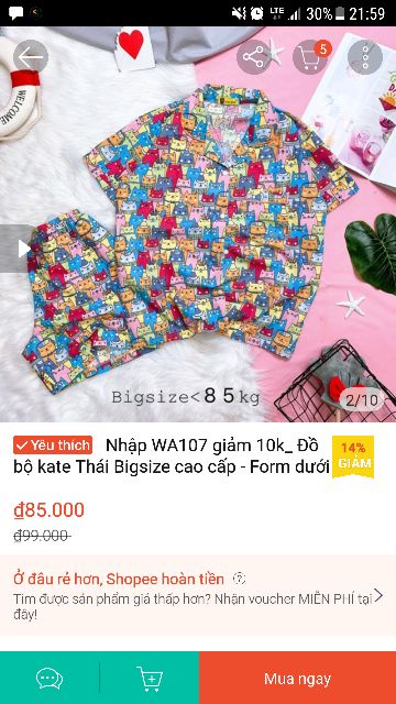 Phần 1- Đồ bộ nữ pijama Kate Thái(dưới 58kg) | BigBuy360 - bigbuy360.vn