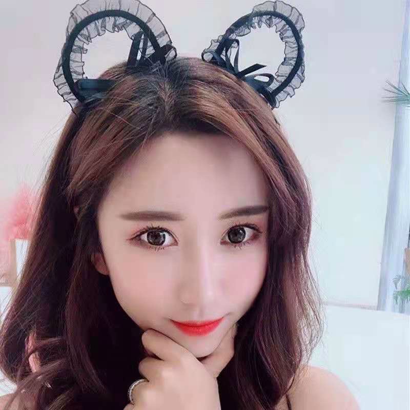 Cài Tóc Bờm Ren Kiểu Dáng Tai Mèo Tai Thỏ Tai Gấu Quyến Rũ