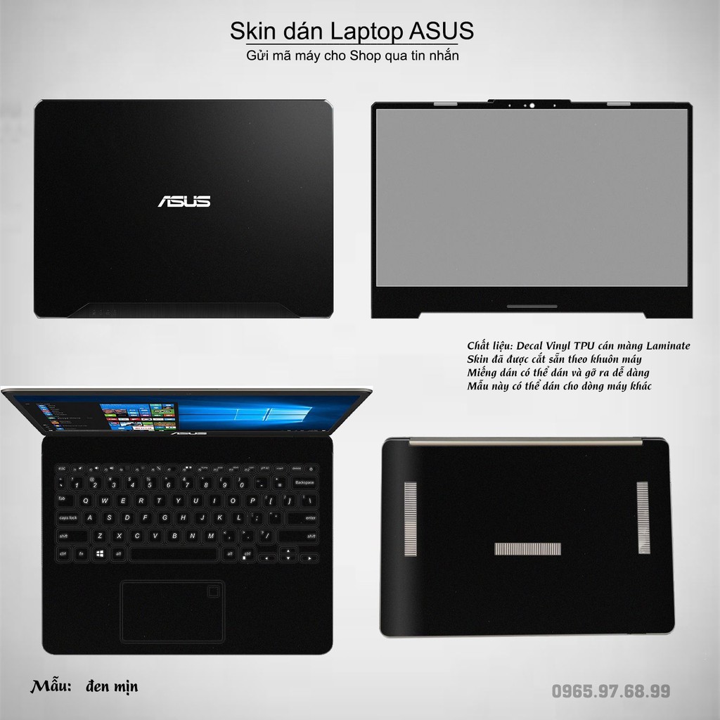 Skin dán Laptop Asus in hình Aluminum Chrome đen mịn (inbox mã máy cho Shop)