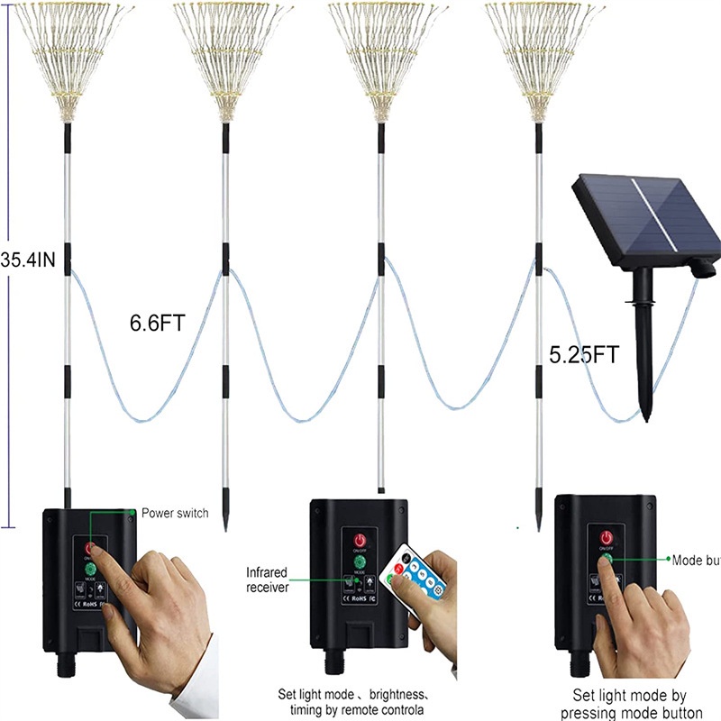 Dây Đèn LED Năng Lượng Mặt Trời Hình Pháo Hoa Bồ Công Anh One Trang Trí Sân Vườn
