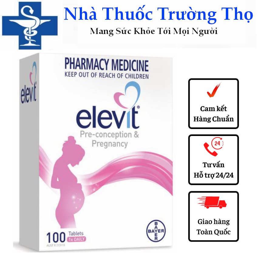 Vitamin tổng hợp Elevit, Viên uống cho bà bầu Elevit xuất xứ Úc Hộp 100 viên bổ sung khoáng chất