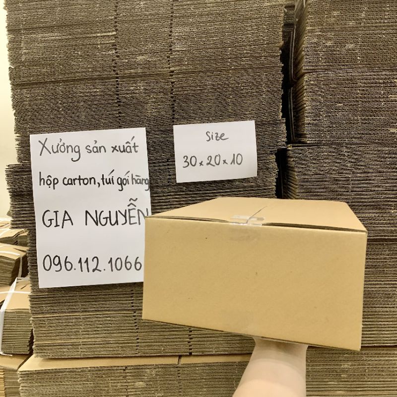 Combo 50 hộp carton đóng gói hàng 30x20x10 - Bao bì Gia Nguyễn