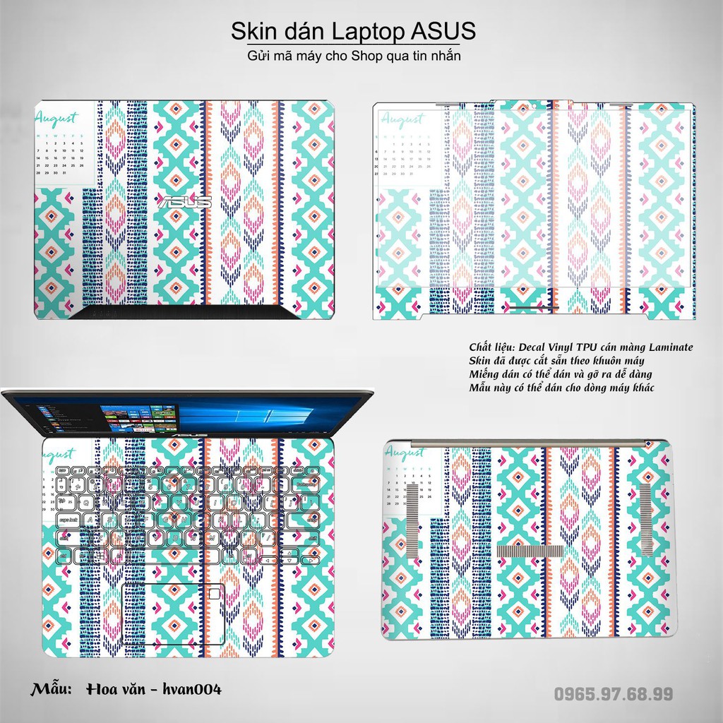 Skin dán Laptop Asus in hình Hoa văn (inbox mã máy cho Shop)