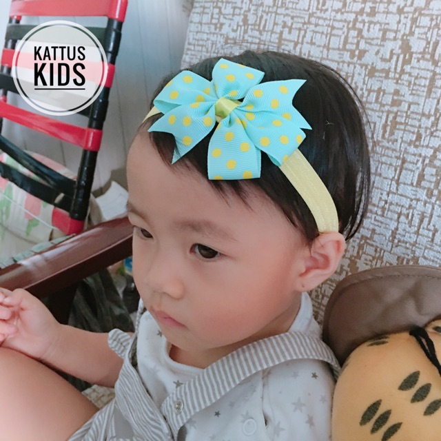 Băng đô bé gái nơ ribon chấm bi