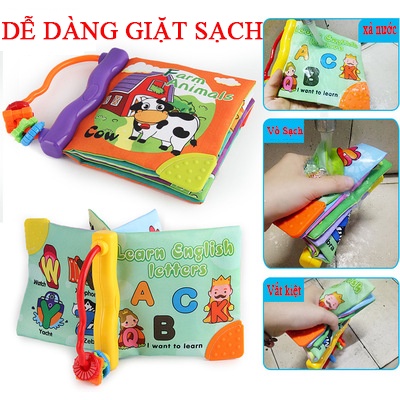 Đồ Chơi Trẻ Em Sách vải gặm nướu Sách Lục Lạc Bằng Vải Mềm Treo Xe Đẩy Em Bé 0-3 Tuổi