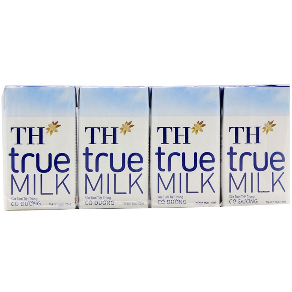 Sữa tươi tiệt trùng TH True Milk Có đường hộp 110ml (4 hộp)