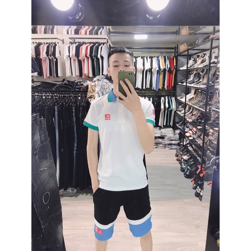 Bộ hè nam UNI phối màu, áo cổ bẻ logo trước ngực, bộ đồ nam - bearshop | BigBuy360 - bigbuy360.vn