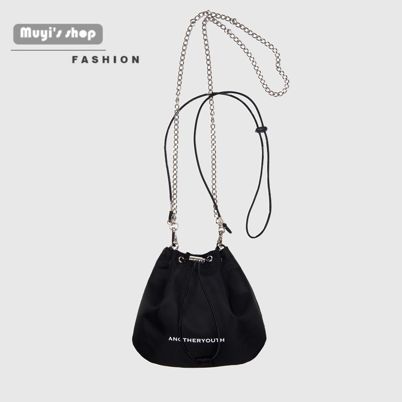 Túi Đeo Chéo Dây Rút Chất Liệu Nylon Phong Cách Vintage