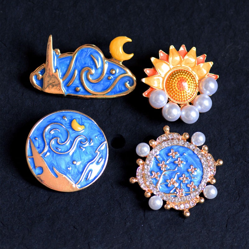 Ghim cài áo họa tiết tranh sơn dầu phong cách cổ điển độc đáo