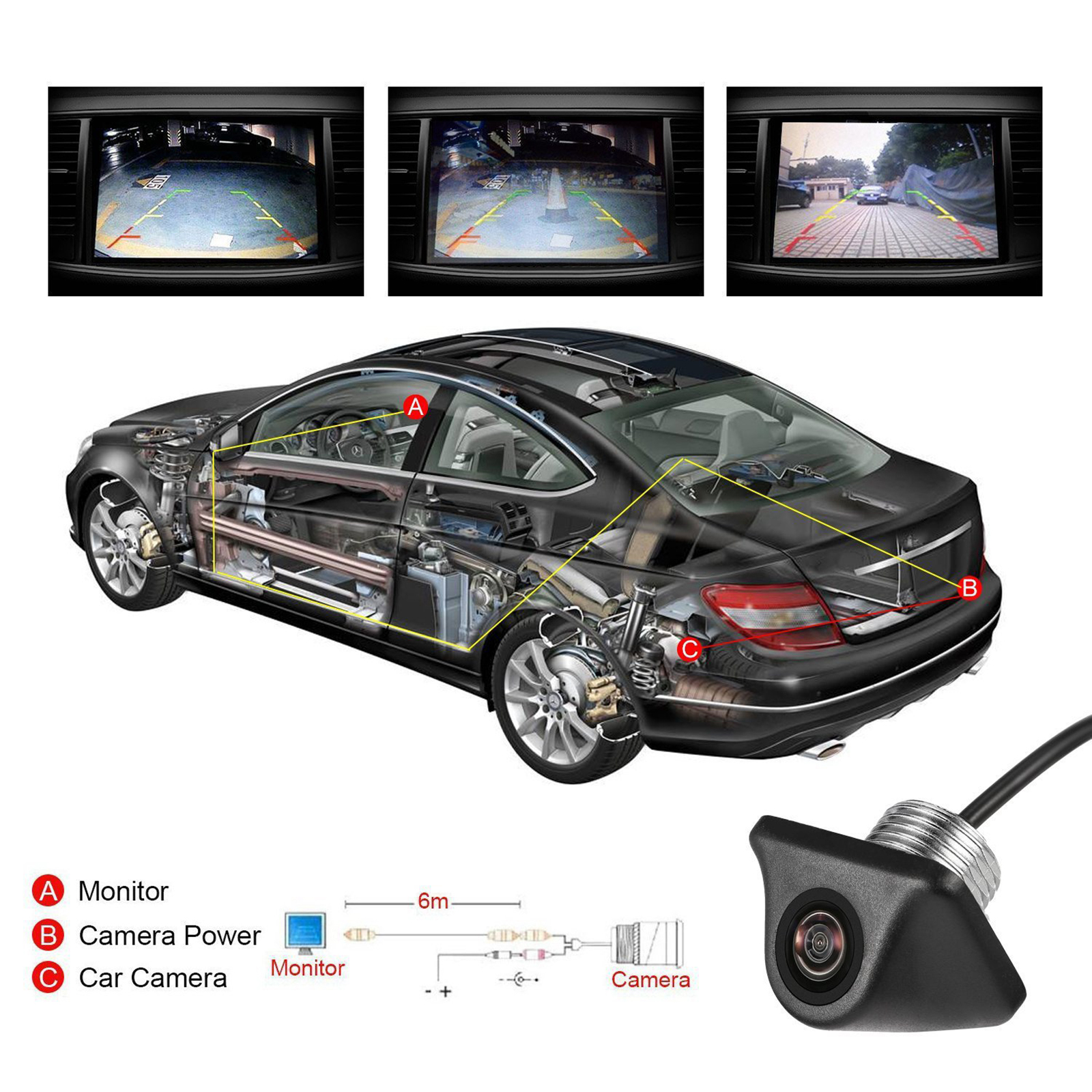 SafeTrip 170 Degrees View Angle Car Rear View Reverse Camera Waterproof Cam Kit