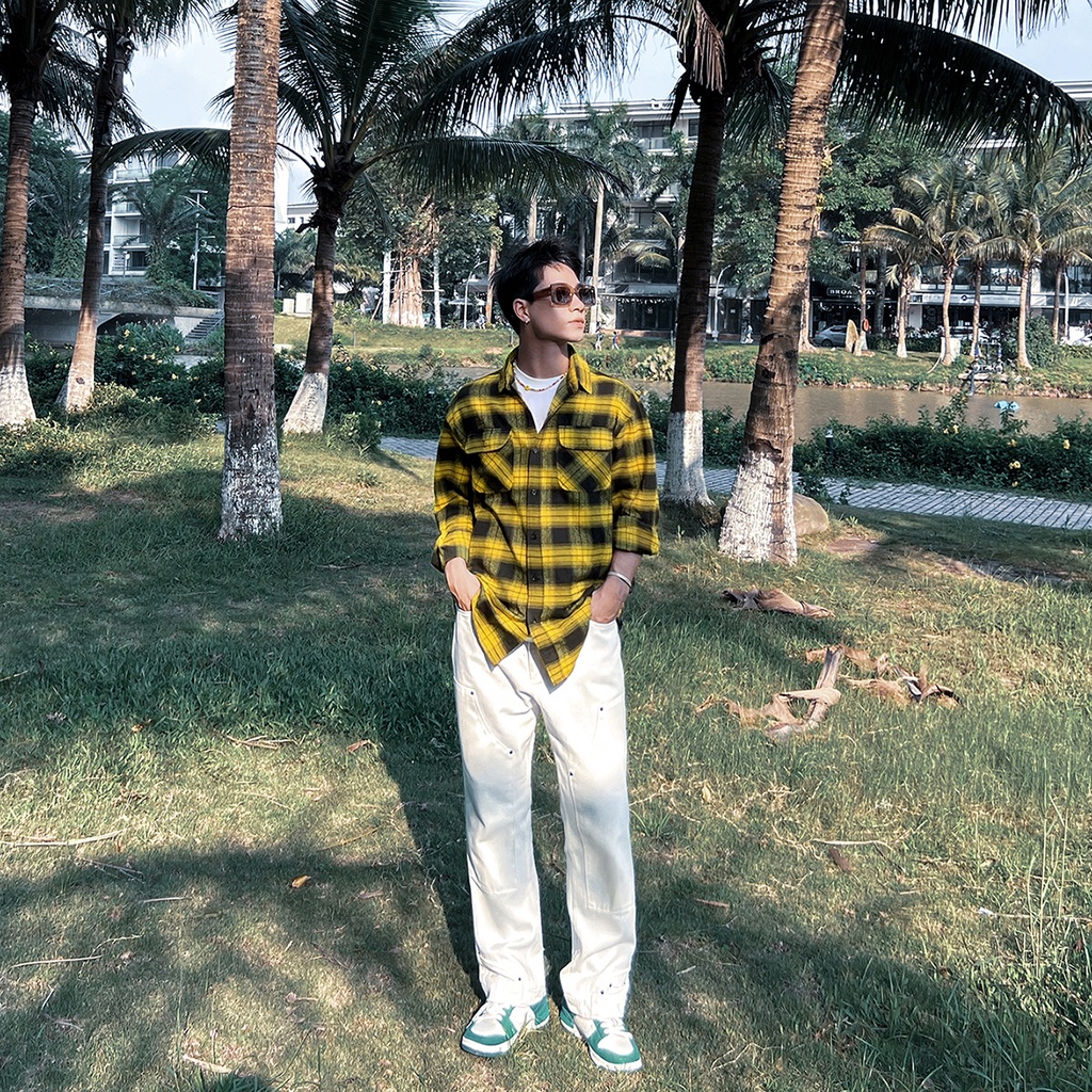 Áo Sơ Mi Flannel Màu Vàng Sọc Đen