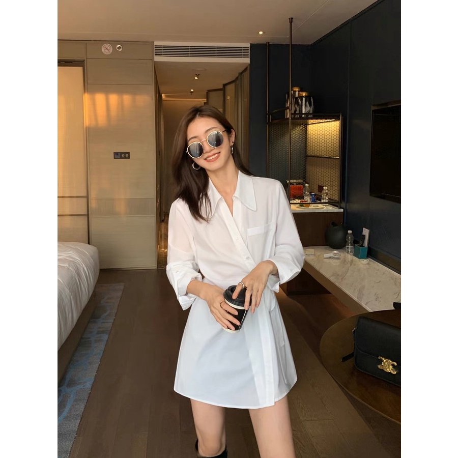 Váy Sơ Mi Xếp Ly Eo Buộc Đai Eclipse Clothing Thiết Kế Tôn Dáng Nẹp Chéo Cá Tính - Phù Hợp Đi Làm Dạo Phố & Du Lịch