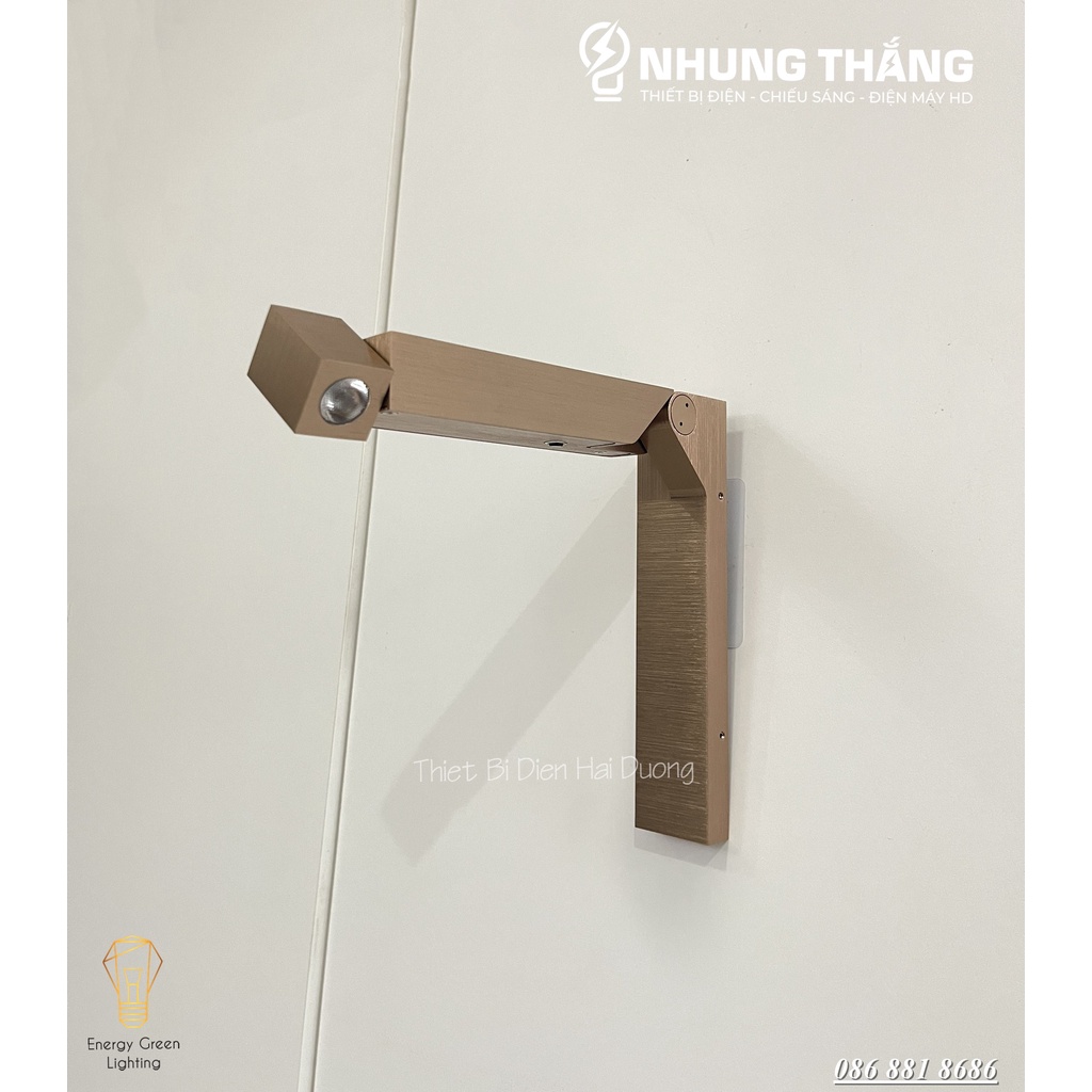 Đèn Led Đọc Sách Chiếu Điểm Đầu giường DT-1089 - Thân Nhôm Cao Cấp - Điều Chỉnh Được Góc Chiếu - Ánh Sáng Vàng