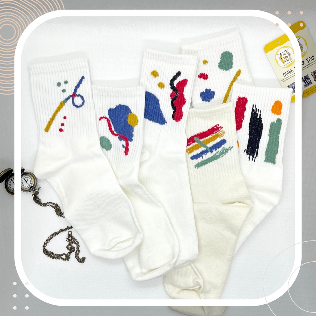 TẤT VỚ CỔ CAO TRUNG HỌA TIẾT VỆT MÀU SƠN ĐỘC ĐÁO