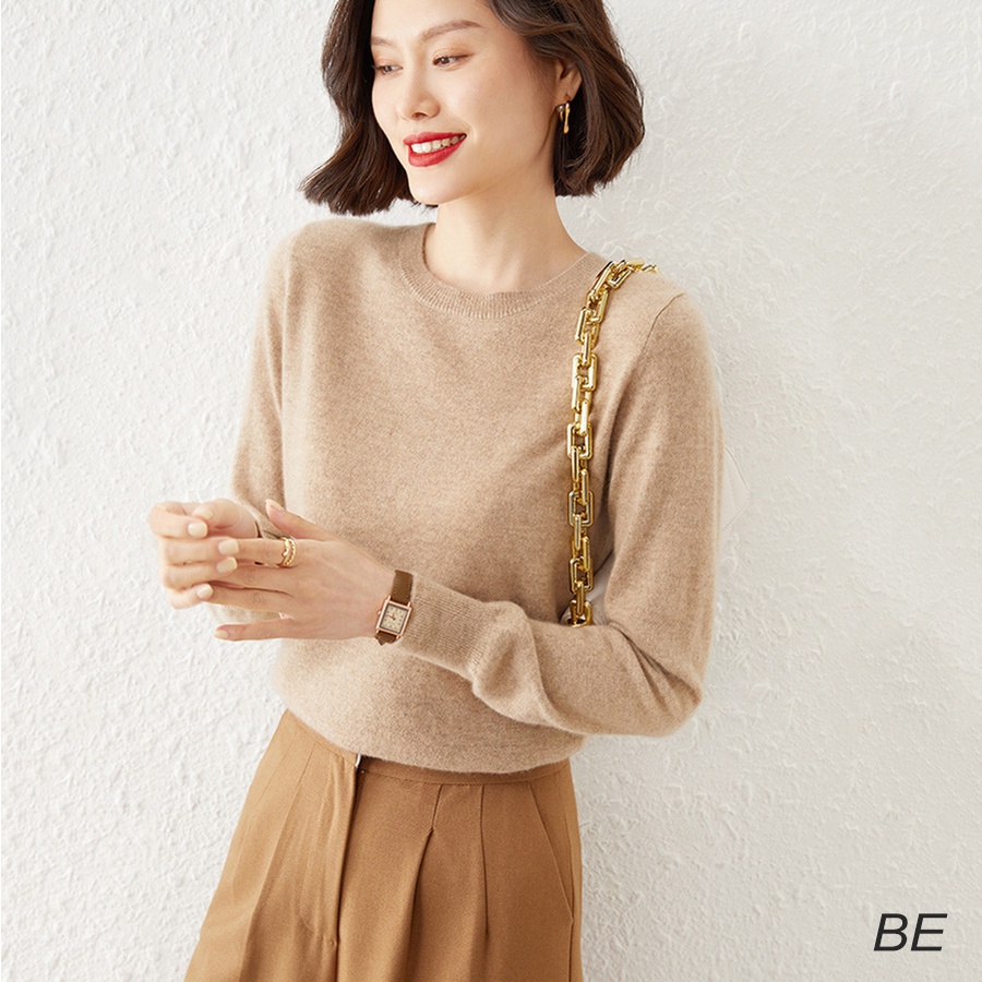 Áo len nữ dài tay cổ tròn trơn màu, Áo len basic trơn kiểu dáng Hàn Quốc chất lông cừu siêu mềm mịn | BigBuy360 - bigbuy360.vn