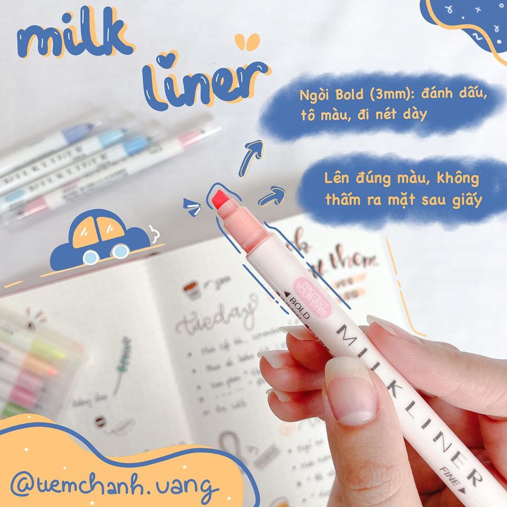 Bút Highlight bút dạ quang 12 cây Houkai bản dupe hoàn hảo Zebra Mildliner trang trí sổ tay Bullet journal