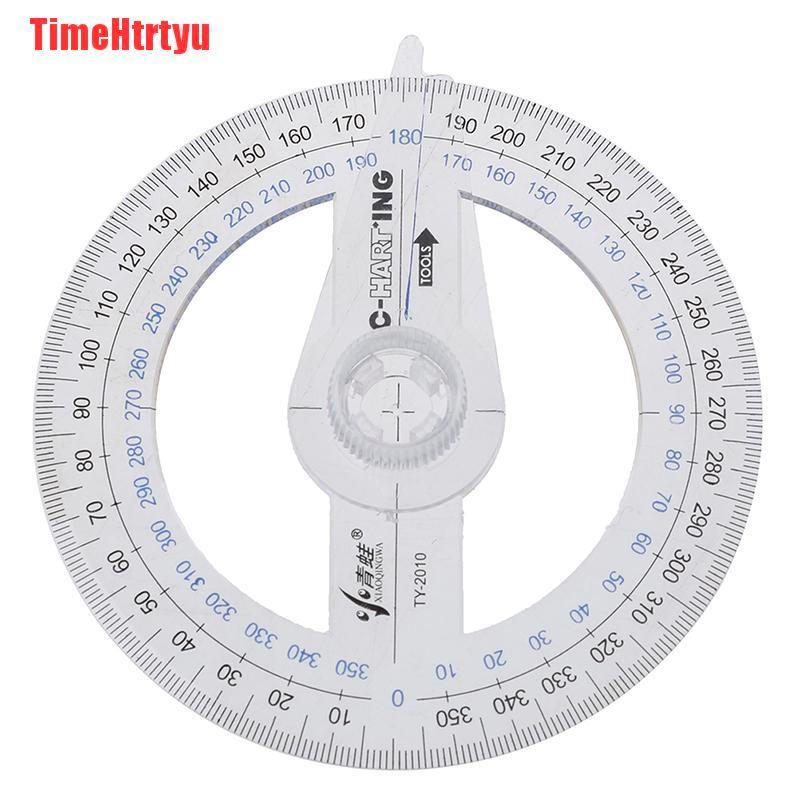 TimeHtrtyu Portable Diameter Of 10cm Plastic 360 Degree Pointer Protractor Ruler