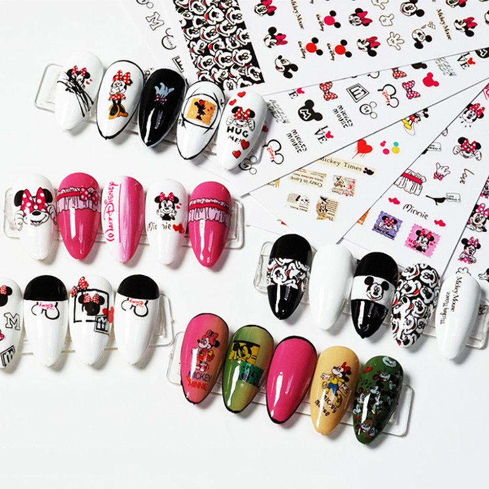 OCEANMAP Miếng Dán Trang Trí Móng Tay Tự Dính Họa Tiết Chuột Mickey Hoạt Hình Dành Cho Trẻ Em