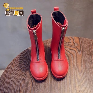 [SẴN HÀNG] ảnh thật- boot da cao cổ kéo khoá cho bé