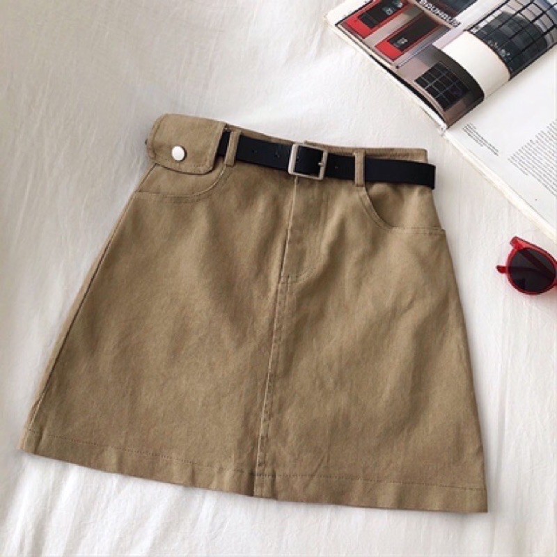 Chân váy chữ A chất thô, kaki Ulzzang hàng quảng châu - ảnh thật ++ tặng kèm đai | BigBuy360 - bigbuy360.vn