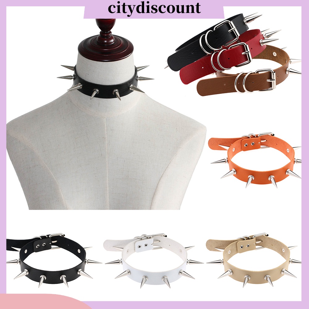 Vòng Cổ Choker Giả Da Viền Đinh Tán Thời Trang Cho Nữ