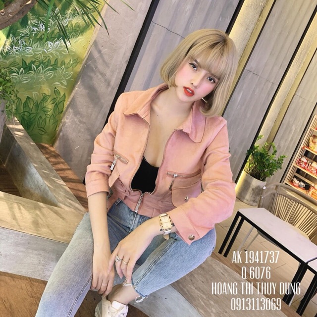 Áo khoác da lộn dây kéo 🔱❤️ kèm ảnh thật