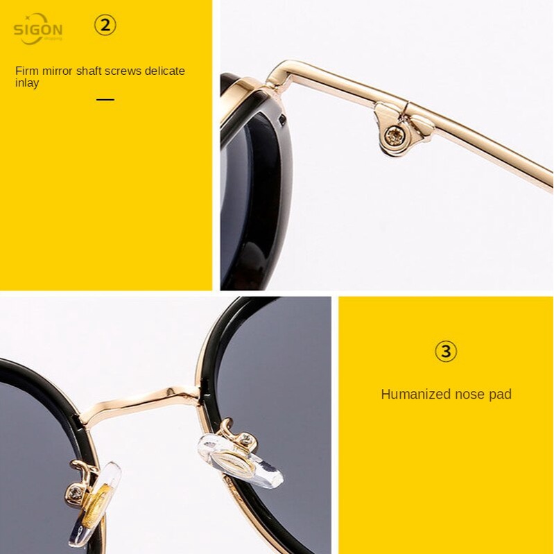 Kính Mát Nữ Gọng Kim Loại Lớn Chống Tia Uv Bảo Vệ Mắt