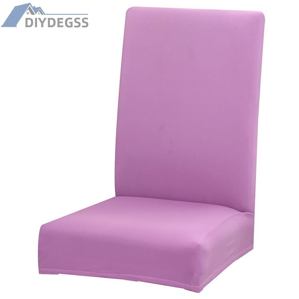 Candy Color Elastic Chair Slipcover Stretch Dining Seat Case (Light Purple)